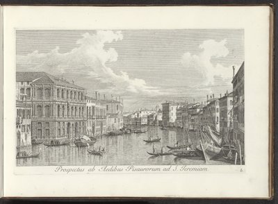 Gezicht op het Canal Grande te Venetië
Prospectus ab Aedibus Pisaurorum ad S. Jeremiam（物品上的标题）
Urbis Venetiarum prospectus celebriores, ex Antonii Canal tabulis XXXVIII aere expressi ab Antonio Vissentini in partes tres distributi. 作者 卡纳莱托