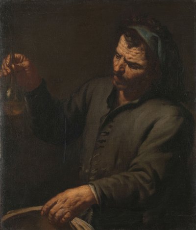 手持尿瓶的男子，约 1650 年（布面油画） 作者 安东尼奥·赞奇