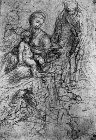阿勒格里·达·科雷焦（Allegri Da Correggio），1913年的《为一个神圣家庭素描》。 作者 安东尼奥·达·科雷焦