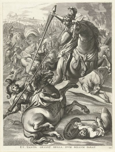 阿喀琉斯击败忒勒福斯；1635 年斐迪南进入根特
Et tanta gessit bella dvm bellvm parat（物品上的标题） 作者 安东尼范德杜斯