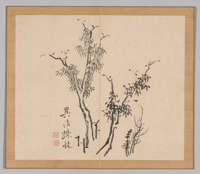 Ikeno Taiga之后的景观研究双专辑，第1卷，第5页，第18世纪。 作者 青木宿也