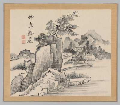 Ikeno Taiga之后的景观研究双专辑，第2卷，第14叶，18世纪。 作者 青木宿也