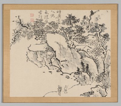 Ikeno Taiga之后的景观研究双专辑，第2卷，第34页，18世纪。 作者 青木宿也