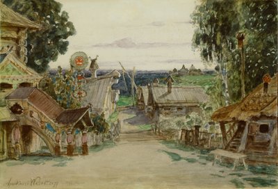 Berendeyevka。 N. Rimsky-Korsakov的歌剧《雪少女》的舞台设计，1895年 作者 阿波利纳里（Apollinari Mikhailovich Vasnetsov）