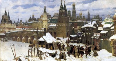17世纪的莫斯科。万圣桥，1901年 作者 阿波利纳里（Apollinari Mikhailovich Vasnetsov）