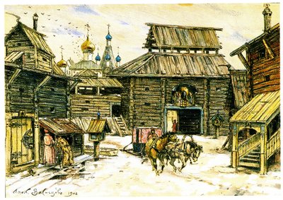 老莫斯科。木城，1902年 作者 阿波利纳里（Apollinari Mikhailovich Vasnetsov）