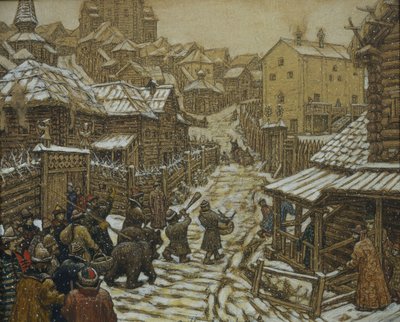 熊训练师。老莫斯科，1911年 作者 阿波利纳里（Apollinari Mikhailovich Vasnetsov）