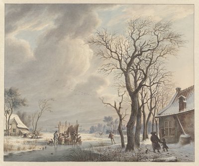 冰上娱乐的冬季景观 作者 Arend van Glashorst Jr.