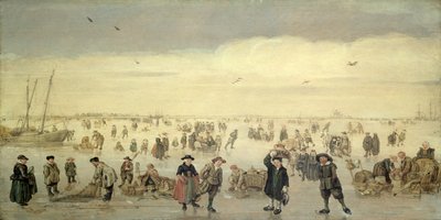 冰上众多人物的冬景，约 1600-31 年（木板油画） 作者 阿伦特·阿伦兹（Arent Arentsz）