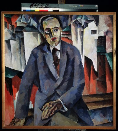 执政官亚历山大-泰罗夫（1885-1950 年）肖像》（Portrait of the Regisseur A. Tairov）。阿里斯塔赫-瓦西里耶维奇-伦图洛夫（1882-1943 年）的画作，布面油画。俄罗斯艺术，20 世纪前卫艺术。圣彼得堡俄罗斯国家博物馆。 作者 阿里斯塔克（Aristarkh Vasilievic Lentulov）