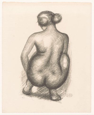 从后面看蹲着的裸体女人
Femme accroupie de dos（原标题） 作者 阿里斯蒂德·马约尔（艺术家签名）