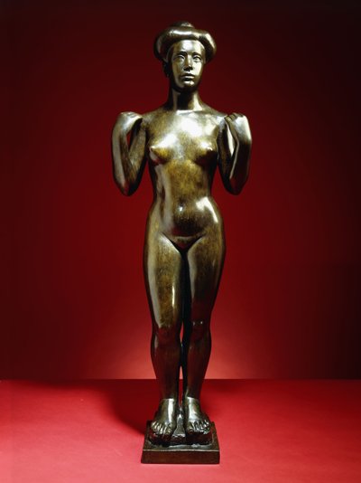 游泳者，举起手臂； Baigneuse，aux Bras Leves，约1900年（青铜色和绿褐色铜绿） 作者 阿里斯蒂德·马约尔