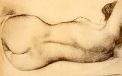 斜倚的裸体女人的剪影 作者 Aristide Maillol