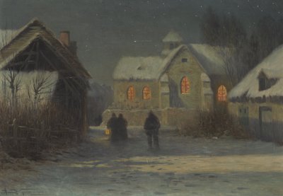 午夜弥撒，香槟区贝尔廷古圣诞之夜 作者 阿曼德·格里（Armand Guery）