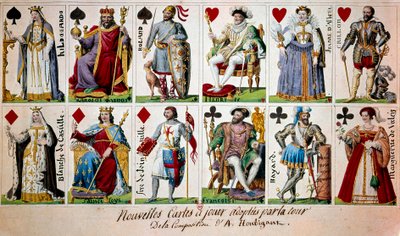 French historical figures from Charlemagne to Henri IV. From left to right and from top to bottom: Hildegarde of Vintzgau (757-783), wife of Charlemagne; Charlemagne (Charles I known as Charles the Great 742-814); Knight Roland (or Hroudland), Marquis of t 作者 阿曼·古斯塔夫·霍比甘