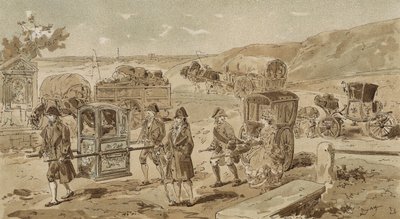 轿车椅，重型马车，香醋和轿跑车，奥地利荷兰，18世纪 作者 阿曼·让·海因斯