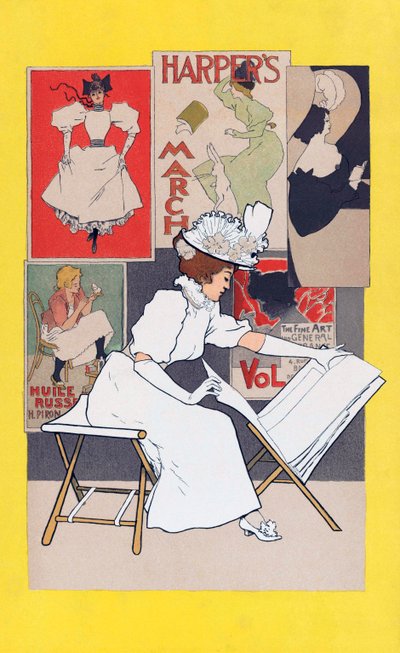 女子在艺术商店看印刷品 作者 阿曼德·拉森福斯