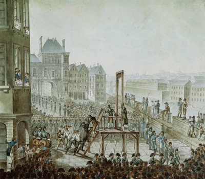 执行Georges Cadoudal（1771-1804）和他的同伴，Place de Greve，1804年6月25日（wc在纸面上） 作者 Armand de Polignac