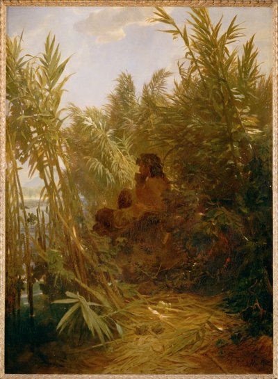 Pan im Schilf - 芦苇丛中的潘......（布面油画） 作者 阿诺德·伯克林