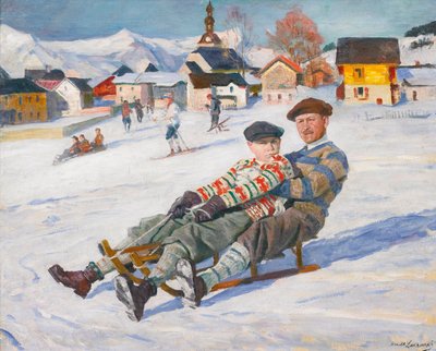 卡罗尔二世或查理二世 (1893-1953) 罗马尼亚国王和迈克尔亲王（未来国王米哈伊一世，生于 1921 年） - 罗马尼亚卡罗尔二世和罗马尼亚亲王迈克尔，阿诺德·鲍里索维奇拉霍夫斯基 (Lakhovsky, Arnold Borisovich) (1880-1937)，1930 年代早期 -布面油画，66x80.6 - 私人收藏 作者 阿诺德·鲍里索维奇·拉霍夫斯基