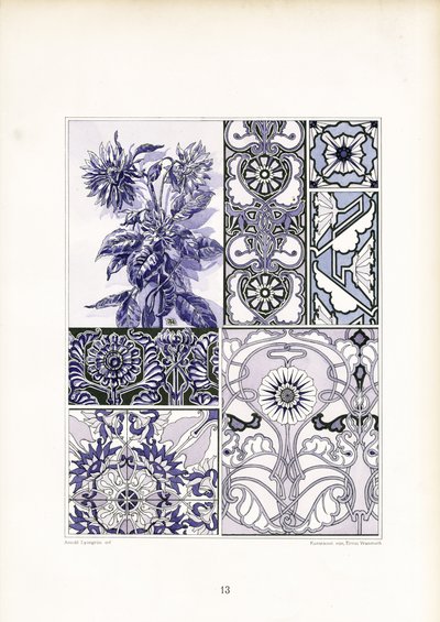 蓝色调的矢车菊饰品研究（石版画） 作者 阿诺德·林润（Arnold Lyongrun）