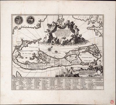 Mappa Aestivarum Insularum，别名 Barmudas dictarum。单页，雕刻。 作者 阿诺杜斯·蒙塔努斯
