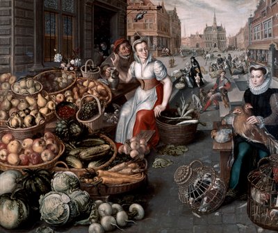 卖水果和蔬菜的妇女，约1590年 作者 Arnout de Muyser