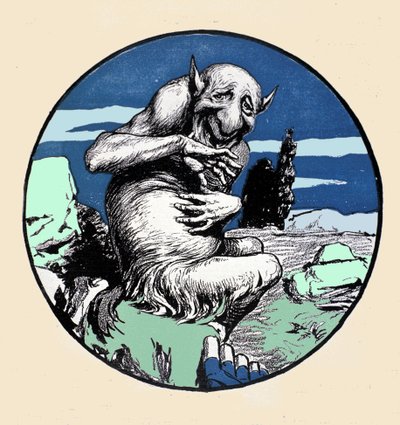 神盘，半山羊米人。 Arpad Schmidhammer 为 Jugend 绘制的插图 作者 阿帕德·施密德哈默（Arpad Schmidhammer）