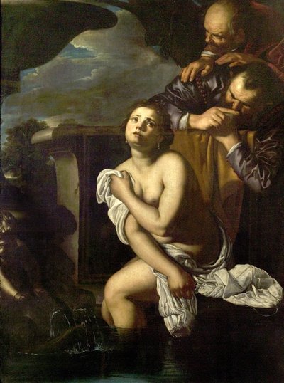 苏珊娜和长老们（布面油画） 作者 蒿属 (attr.to) Gentileschi