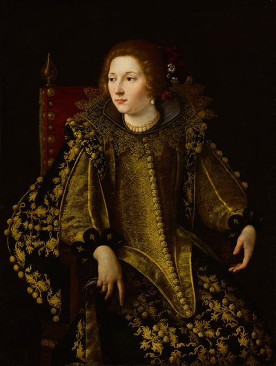 意大利文：Ritratto di una donna seduta (signora Caterina Savelli) 一位坐着的女士的肖像（Caterina Savelli 女士？） 作者 蒿（Artemisia Gentileschi）