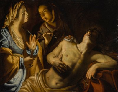 由圣艾琳照料的圣塞巴斯蒂安 作者 蒿（Artemisia Gentileschi）