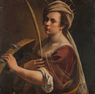 亚历山大圣凯瑟琳的自画像，约 1616 年（布面油画） 作者 蒿（Artemisia Gentileschi）