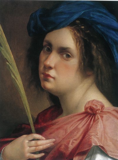 自画像为亚历山大的圣凯瑟琳，约1618年。 作者 蒿（Artemisia Gentileschi）