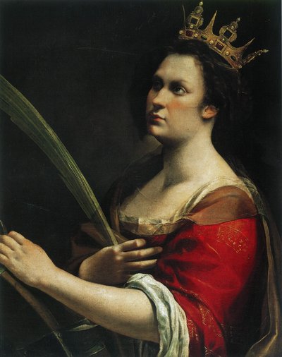 自画像为亚历山大的圣凯瑟琳，约1618年。 作者 蒿（Artemisia Gentileschi）