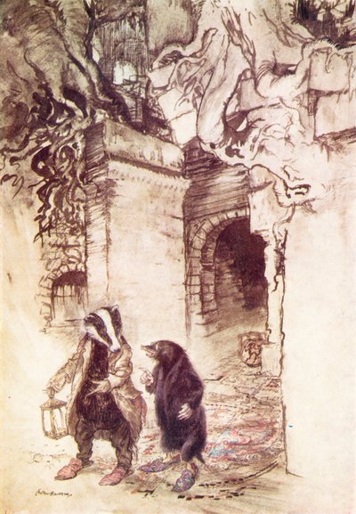 肯尼斯-格雷厄姆为《柳林风声》绘制的插图（彩色石版画） 作者 亚瑟（后）拉克汉姆