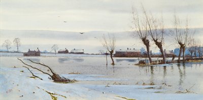 冬季景观与淹水河，1889年（wc） 作者 亚瑟·安德森·弗雷泽