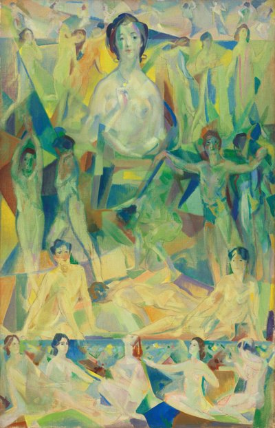 伟大的母亲，约1914年（布面油画） 作者 亚瑟·鲍恩·戴维斯