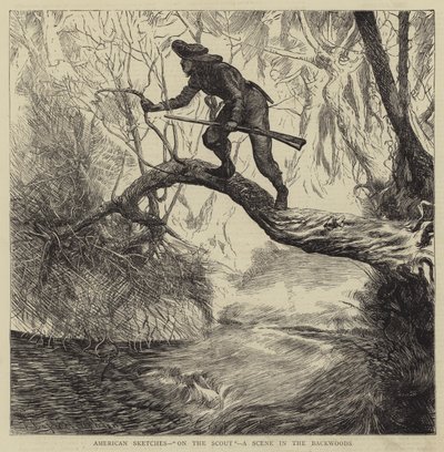 美国草图，在侦察兵，在偏远地区的场景 作者 Arthur Boyd Houghton