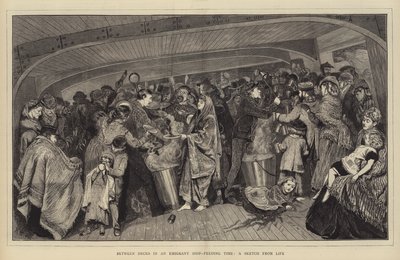 在移民船的甲板之间，喂养时间，从生活的草图 作者 Arthur Boyd Houghton
