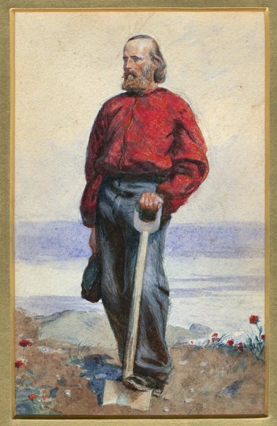 朱塞佩-加里波第在卡普里岛--阿瑟-博伊德-霍顿(1836-1875)的作品 - 1860年--纸上水彩 - 25,5x18 - 私人收藏 作者 阿瑟·博伊德·霍顿