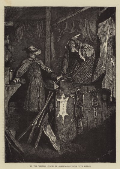 在美国西部，与印第安人交换 作者 Arthur Boyd Houghton