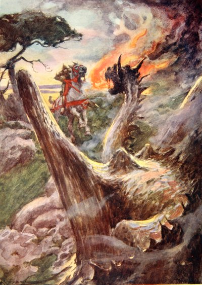 乔治与龙，c.1925（彩色平版印刷） 作者 亚瑟 C.（后）迈克尔
