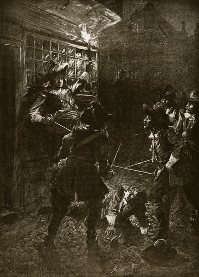 查理二世国王的支持者攻击约翰考文垂爵士，1670年，哈钦森的“英国国家的故事”中的插图，c.1920 作者 亚瑟·大卫·麦考密克