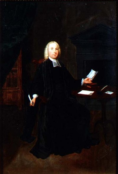 威廉-法林顿牧师的肖像，兰开夏郡利的牧师，约1741-42（布面油画）。 作者 亚瑟·戴维斯（Arthur Devis）
