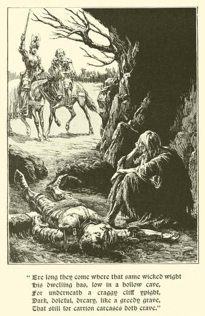 The Red Cross Knight, In The Cave Of Despair (engraving) 作者 亚瑟·乔治·沃克