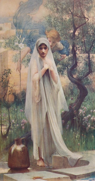 天使报喜，1892年，c1900年 作者 亚瑟·哈克