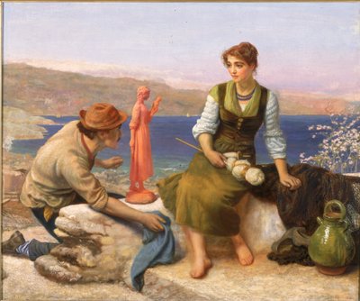 波特的求爱，c.1886 作者 亚瑟·休斯