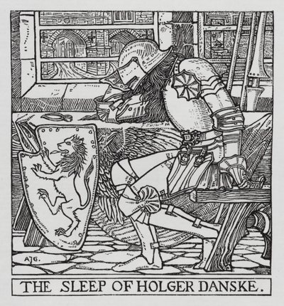汉斯·克里斯蒂安·安徒生：Holger Danske（石版画） 作者 亚瑟·约瑟夫·加斯金