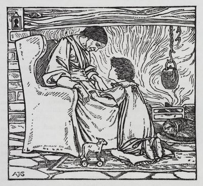 汉斯·克里斯蒂安·安徒生：踩在面包上的女孩（石版画） 作者 亚瑟·约瑟夫·加斯金