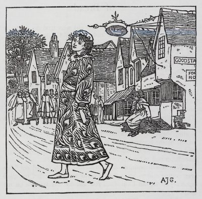 汉斯·克里斯蒂安·安徒生：踩在面包上的女孩（石版画） 作者 亚瑟·约瑟夫·加斯金